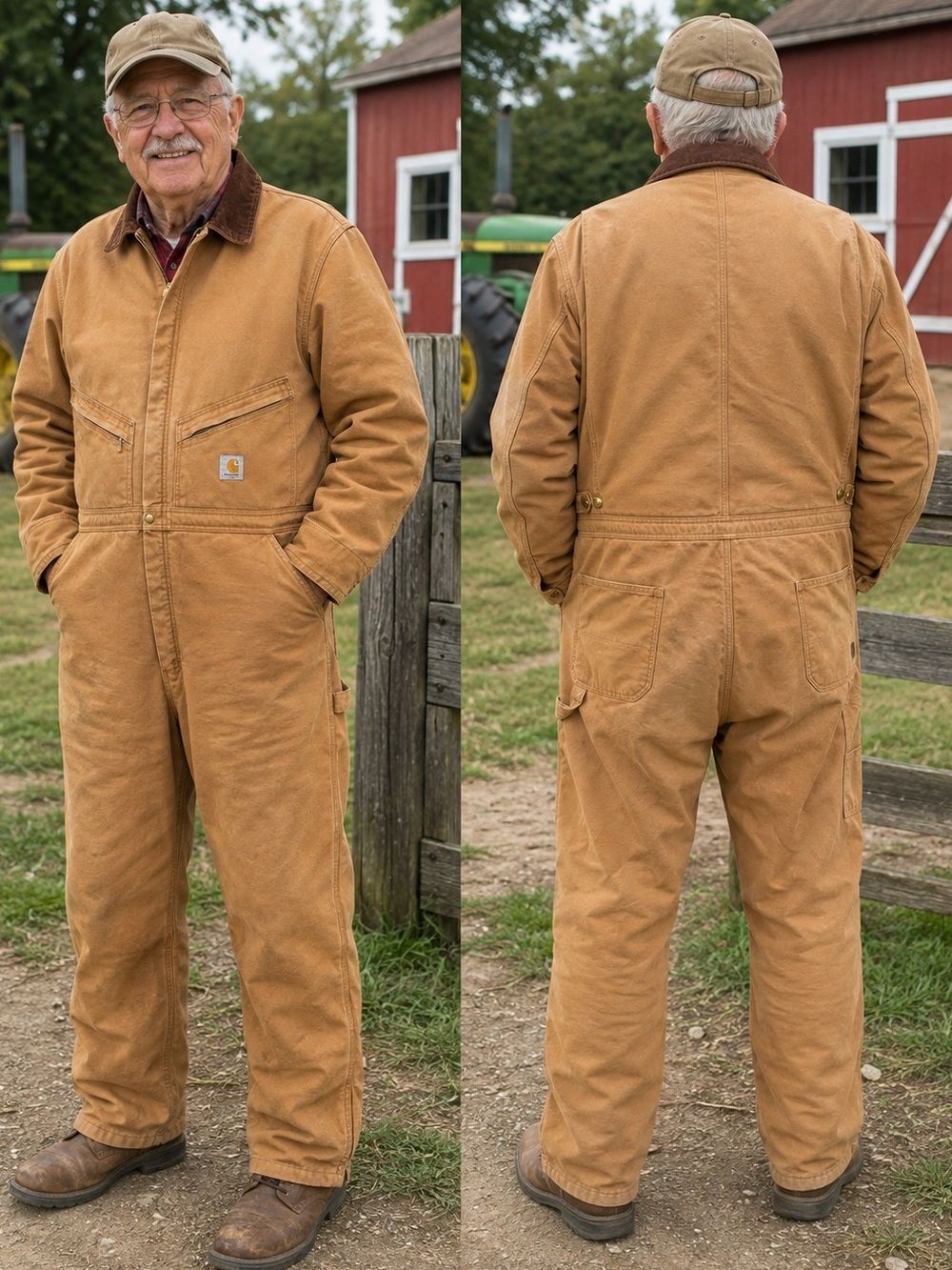 Carhartt Brown Duck Insulated Coveralls Quilt Lined Workwear Farm Ranch Vintage
